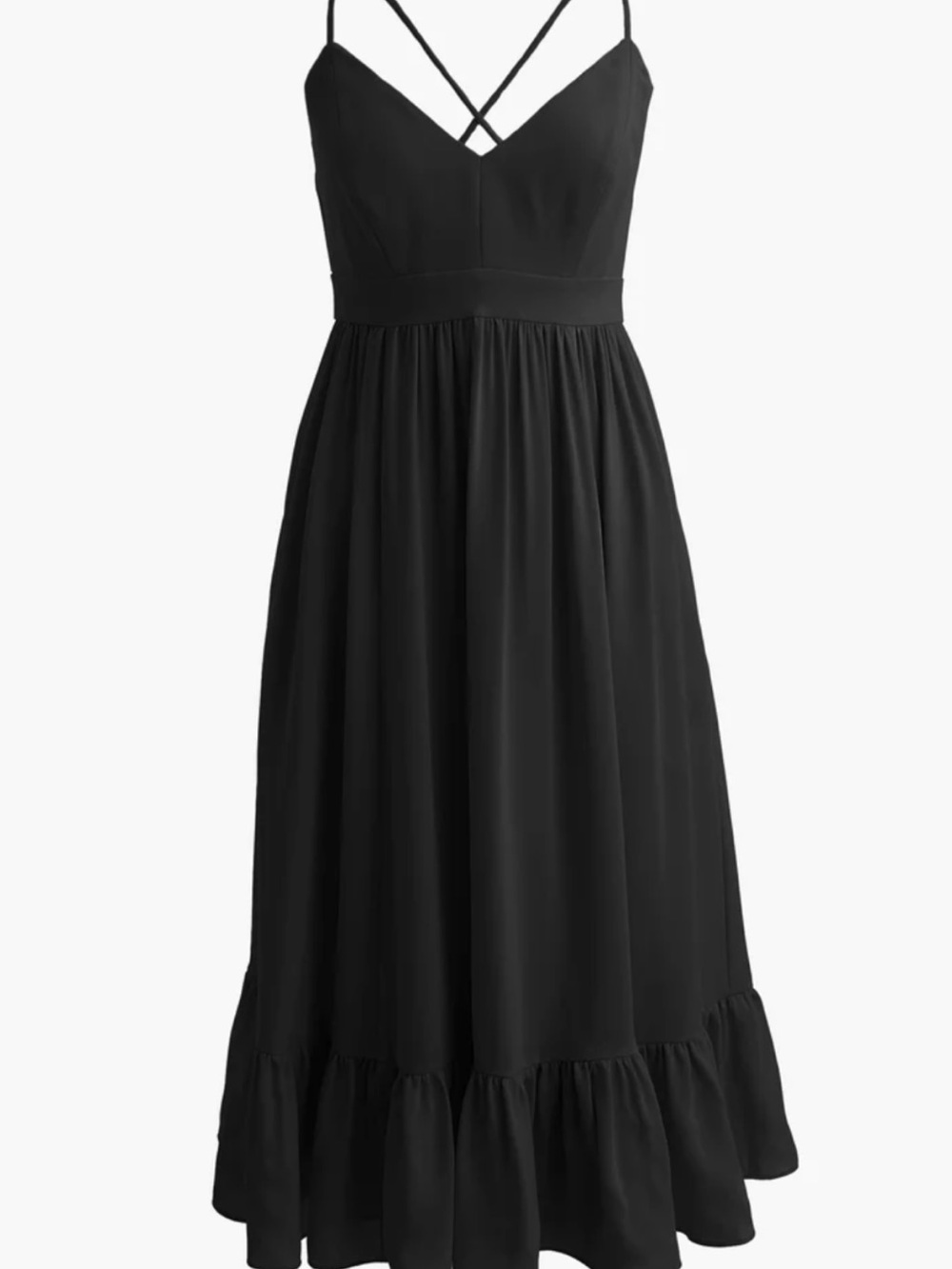 J. Crew Black Spaghetti Strap Ruffle Hem Dress